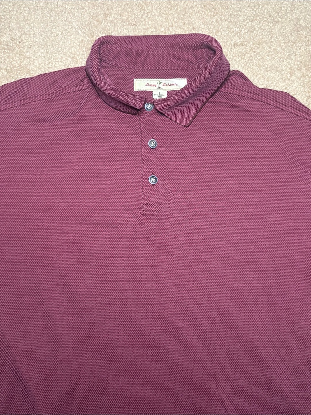 Tommy Bahama Men's Large Polo in Burgundy Short Sleeve - Picture 5 of 10